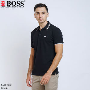 BOSS Kaos Polo / Polo Shirt Pria Regular Fit Hitam