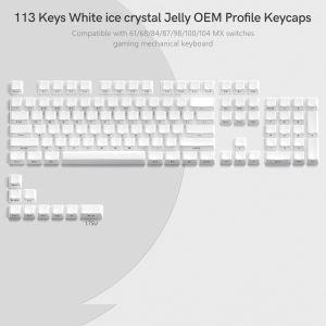 WOMIER 113 Jelly Round Purple Side Keycaps Ice Crystal Translucent Pink OEM Profile Key cap for Cherry MX 61/68/84/87/98/100 Mechanical Keyboard