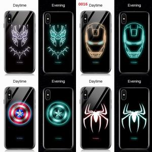 Casing Case For OPPO A3S Realme C1 OPPO A7 A5S A12 Luminous Avengers Superhero Captain America Ironman Case Glow in Dark Tempered Glass Back Casing Cover