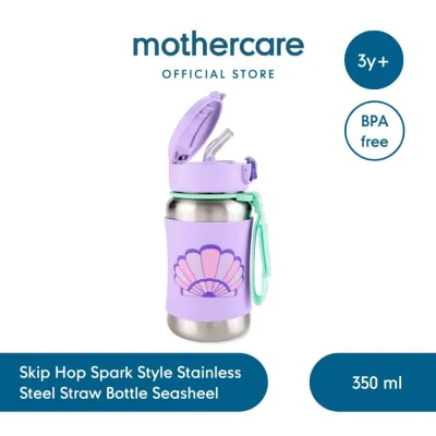Skip Hop Zoo Spark Style Stainless Steel Straw Bottle 350 ml - Botol Minum Sedotan Anak Sekolah