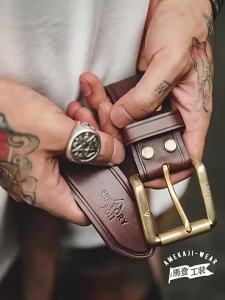 Maden Tooling Cow Genuine Leather Luxury Strap Male Belts Pin Buckle Waist New Fashion Coffee Classice Belt for Men High Quality2026