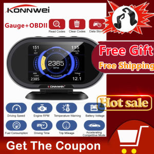 KONNWEI KW206 OBD2 Scanner Car Digital On-Board Computer HUD LCD Display Fuel Consumption Water Temperature Gauge Speedometer 2-in-1 Head-up Digital Display and Code Readers & Scan Tools for Toyota Honda Ford BMW Audi Hyundai Kia