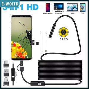 E-WOITD 5.5MM Android Endoscope Camera 3 IN1 Micro USB Type C Borescope Mini Camera Waterproof LED Car Inspection For HUAWEI XIAOMI PC