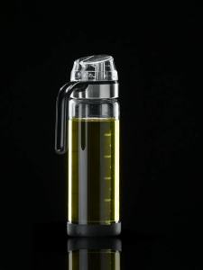 自动开合重力油壶家用厨房调料油罐玻璃带刻度防漏油瓶控油壶定量高硼硅油壶550ML