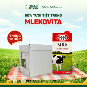 Thùng 12 Hộp Sữa Tươi Tiệt Trùng Mlekovita Nguyên Kem Không Đường 1L - nhập khẩu chính hãng từ Ba Lan phù hợp với trẻ em trên 1 tuổi.