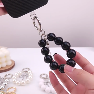 Beaded Phone Charm Cellphone Lanyard Wrist Strap Bowknot Acrylic Beads Phone Chain Phone Charms Pendant