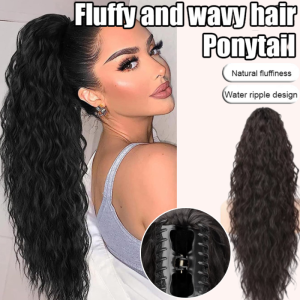 Fluffy Wavy Ponytail Wig Women Drawstring Curly Ponytail Wig Ponytail Extension Claw Clip