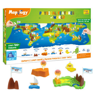 Imagimake Mapology Physical Features of World Map | 3D Puzzle & Construction Toy | Birthday Gift for Girls & Boys Ages 56789101112 | DIY Science and Geography Kit for Kids