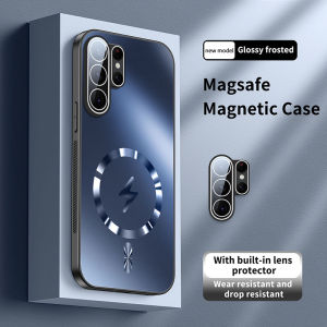Luxury AG Matte Magnetic Phone Case for Samsung Galaxy S24 S25 S26 Ultra Plus A55 A56 A57 Built-in Magnet Magsafe Compatible Case Full Camera Lens Protector Shockproof Anti-Fingerprint Frosted Back Cover