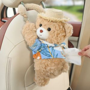 YUBAGUANB Cartoon Plush Bear Vehicle Tissue Bag Creative Soft Car Tissue Hanger Doll Lightweight Cute Paper Storage Case Car Interior Accessories