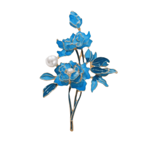 VICENDA Elegant Cloisonne Brooch Chinese Style Pearl Enamel Pin Temperament Clothing Accessories Flower Badge Pin Coat Accessory
