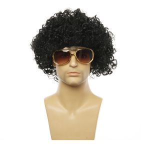 Wig Punk Rock Heavy Metal Rocker Curly Long Michael Jackson Rambut Keriting Panjang Pria Pertunjukan Panggung Rocker