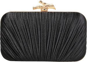 MR Women Clutch Evening Bag Satin Pleated Evening Bag Ladies Formal Wedding Party Cocktail Purse