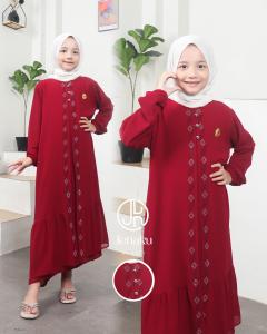 Nayra Dress Gamis Anak Perempuan Usia 2-14 tahun Set Hijab/Bahan Ceruty Babydoll Mix Swaroski /gamis swaroski anak perempuan / gaun  pesta anak perempuan / gamis kondangan anak / gamis anak 2025