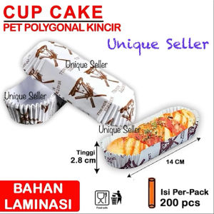 Isi200 Cake Case Oval Laminasi KINCIR 14x5x2.8 cm Anti Minyak Tahan Oven Kertas Alas Roti Sosis