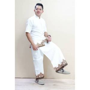 Setelan Koko + Sarung Celana Batik Lengan Pendek Pria Dewasa Terbaru Bahan Katun Premium TPLKSG
