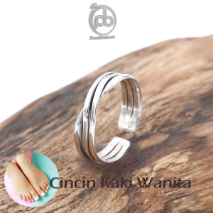 Cincin Kaki Wanita Sterling Silver 925 Perak Asli Jalin Lipat Tlue