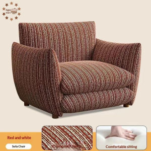 Recliner Single-Seater Living Room Balcony Lounge Chair Stripe Sofa