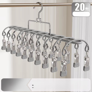 Drying Rack 20 Clips Stainless Steel Multifunction Corrosion Resistance Enhance Drying Efficiency