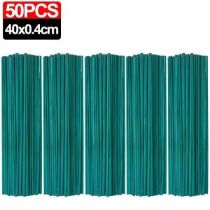 50Pcs Green Waterproof Plant Support Sticks Flower Sticks Outdoor Indoor Garden Tomato Plant Support Rods Weather Resistant