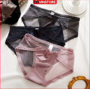 Quần lót nữ lụa satin mềm mại siêu gợi cảm Vinstore FUR010 quần lót ren xuyên thấu quyến rũ (Có che tên sản phẩm)