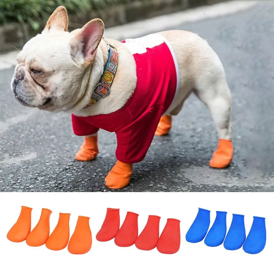 OKDEALS 4Pcs Balloon Rubber Dog Shoes Anti-slip Waterproof Pets