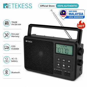 Retekess TR638 Bluetooth Portable Radio AM FM Digital Tuning Radio Speaker LCD Display USB TF Card MP3 Player