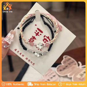 2pcs Lucky Four Leaf Herbal Couple Bracelet for Men Women Trendy Simple Lucky Bracelet Student Gift Hand Woven Lucky Bracelet