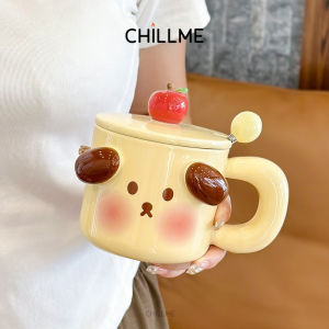 Cốc sứ uống nước có nắp Chillme hình heo và cún dễ thương đáng iu cute phù hợp quà tặng decor
