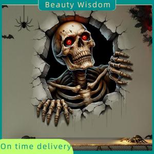 Beauty Wisdom Halloween Wall Stickers 3D Effect Broken Wall Zombies Broken Wall Floor Stickers Pvc Self-adhesive Bedroom Living Room Horror Stickers