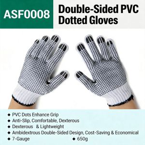Shida ASF0007 Single Double-Sided Dot Plastic Gloves Labor Protection Wear-Resistant Anti-Slip Gloves Sweat-Resistant Thickened Gauze Gloves