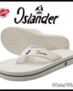 Islander Mens Classic White/White Non-Slip soles comfortable slippers (Makapal)