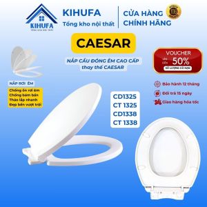Nắp Bồn cầu Đóng rơi Êm thay thế cầu CAESAR- CD1325 CD1338 CT1325 CT1338 nắp bàn cầu màu Trắng chống Bám Bẩn N1K1