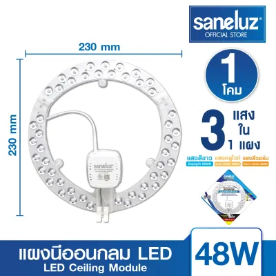 Saneluz แผงไฟเพดาน LED 20W 30W 40W 48W แผงนีออนกลม แผงไฟแม่เหล็ก แสงขาว แสงคูลไวท์ แสงวอร์ม แอลอีดี ใช้งานง่ายเปลี่ยนแทนโคมเดิมได้ทันที ไฟ AC 220V led