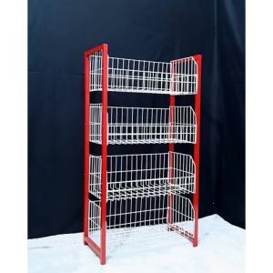 FREE RODA RAK MINIMARKET KOTAK 5 SUSUN K501 RAK CHIKI BESI KOTAK 40x95x160cm Merah Kuat Tahan Lama Cocok Untuk Toko Kecil
