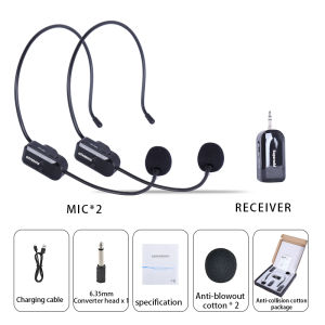 (HD1)2.4G Wireless Microphone Transmitter: Headset and Handheld Designed for Teachers and Tour Guides Pemancar Mikrofon Tanpa Wayar 2.4G Jenis Kepala & Tangan untuk Guru & Pemandu Pelancong