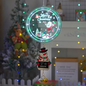 3D Disc Hanging Light LED Santa Claus Music Light Festoon Room Decor New Year Christmas Decorations for Home