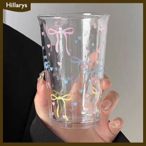 [Hillarys] Bow Cute Water Cup Cartoon Bow Cup Striped Cute Doodle Coffee Mug Household Fruit Tea Lemonade Girls Gift