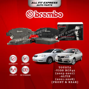 TOYOTA VIOS NCP42 (2003~2007) ALTIS (2001~2008) FRONT (DEPAN) & REAR (BELAKANG) BREMBO BRAKE PAD ORIGINAL AUTHENTIC PRODUCT (PRICE FOR 4 PCS)