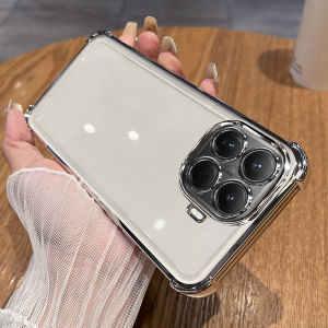 Soft Plating Glossy Clear Case for Xiaomi 15T Pro 14TPro 5G Slim Four Corners Anti-fall Transparent Anti-yellow TPU Back Cover
