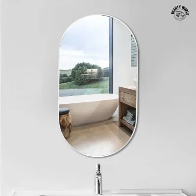 SG Seller HD Wall mounted Oval Mirror Bathroom Mirror Bathroom Mirror Dressing Mirror Nail-free Glue/wall mounted Mirror