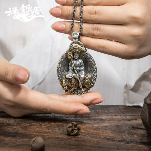 WISH - Ksitigarbha King Bodhisattva Pendant Mens Necklace Retro Plated 925 Silver Buddha Pendant Female Ping An Fu Four Bodhisattva Pendants 地藏菩萨挂件纯银999地藏银项链佛银吊坠银吊菩萨复古足挂绳王坠
