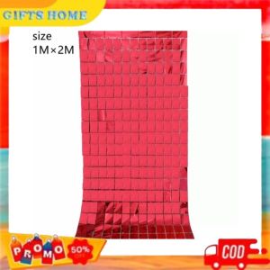 Tirai Ulang Tahun kotak metalik ukuran 1 x 2 m /Tirai foil pesta ultah/Back Drop pesta