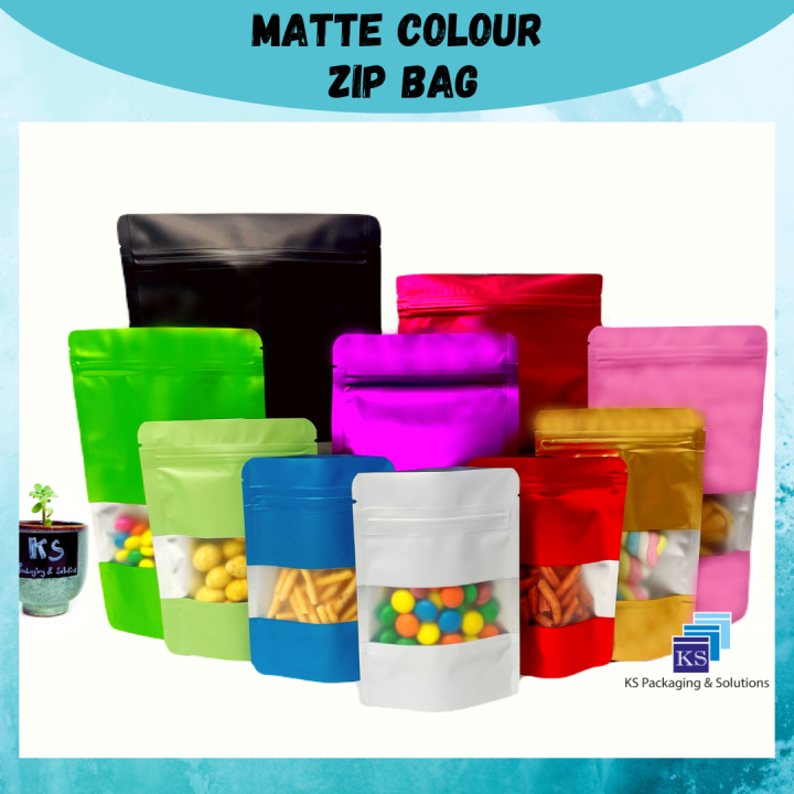 (50pcs) Matte Colour Zip Lock Bag with Window/Colour Zipper Bag/Color