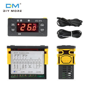 เครื่องอัดตัวควบคุมอุณหภูมิจอแสดงผลดิจิตอลอัจฉริยะ ETC-974ความแม่นยำสูง DC 12V/24V AC 110V/220V/น้ำค้างแข็ง/พัดลม-50 ~ 110 °C