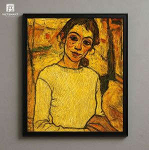 Tranh Nghệ thuật "Người Phụ Nữ Mặc Áo Len Trắng" VIETSMART ART - Acrylic 60 x 70cm