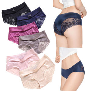 6 Cái Quần Lót Lụa Băng Liền Mạch Phụ Nữ Eo Thấp Cắt Rise Ladies Đồ Lót Cộng Với Kích Thước 2020