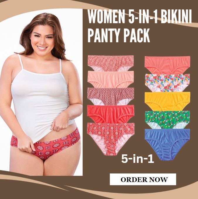 Natasha Plus Size 5-in-1 Bikini Panty for Women, High-Quality Cotton for  XL, XXL, XXXL Ladies. Seamless, Assorted Styles, & Antibacterial and  Breathable, Perfect Fit for Lady Big Size! Feel Fresh & Fabulous