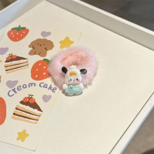 Sanrio cute furry headband female ponytail sturdy headband Korean version simple and versatile girl plush rubber band