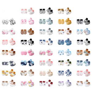 Bộ 1 Trẻ Sơ Sinh Bông Găng Tay chống trầy xước Tay Bìa Mềm thoáng khí ấm áp Găng Tay & Vớ Cho 0-6M nam nữ